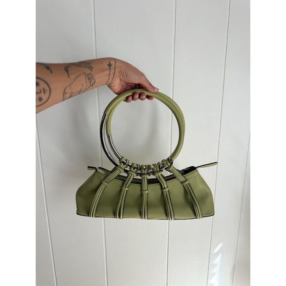 Green Unique Silver Handle Handbag - Picture 1 of 3